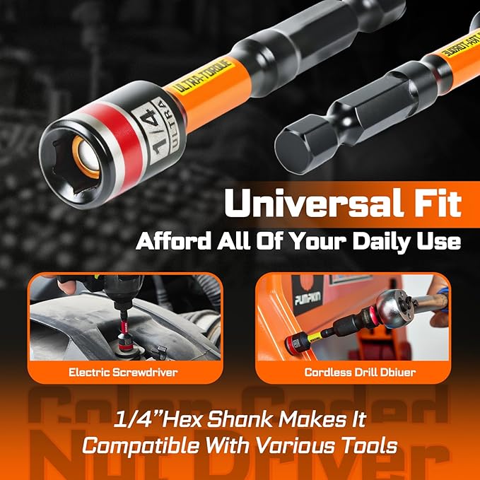 Impact Nut Driver Set, 20 Pieces 2.56?쒵ong 1/4??Magnetic SAE Nut Setter Set 6 Point Alloy Steel Use 1/4 Hex Shank Impact Driver with Portable Storage Cases