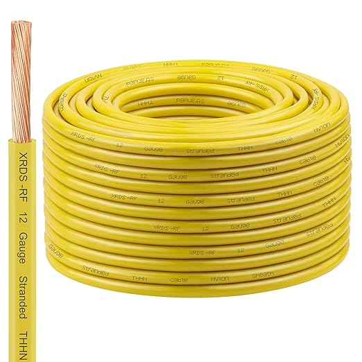 XRDS -RF 12 AWG Stranded THHN Wire ??Yellow, 200FT ??Oxygen-Free Copper Electrical Wire with Nylon Jacket ??Building Wire for Conduit, Industrial, Commercial, and Residential Use