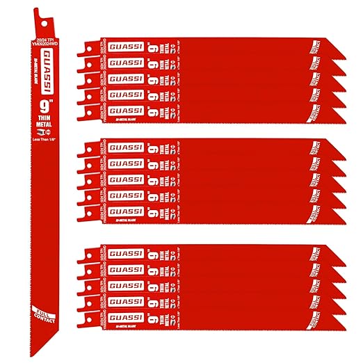 15 Pack 9 inch 20/24 TPI Reciprocating Saw Blade, Bi-Metal Sawzall Blades for Less 1/8" Thin Metal, PVC Nails Screw Soft Metals Steel Pipe, Longer Life Faster Smooth Cutting Speed, for Diablo DS0920BF