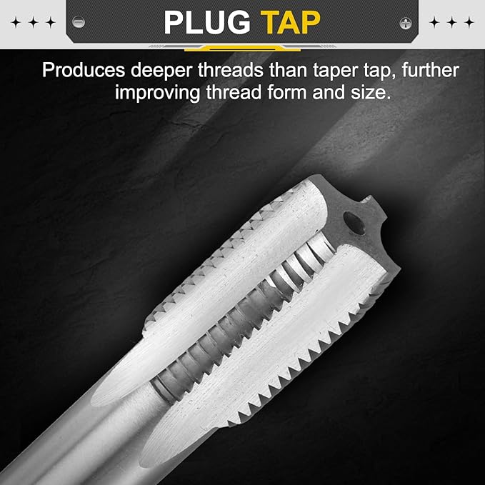 uxcell Hand Plug Tap 11/16"-14 BSF 2B Thread Plug Style Taps Straight Flute Screw Tapping Threading Tool High Speed Steel HSS6542
