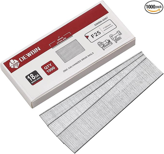 18 Gauge Brad Nails, 1000 Counts 1-inch 18 GA Brad Nails, Galvanized Nails for Nail Gun, Finishing Nail Gun Nails for Pneumatic, Electric Brad Nailer Gun
