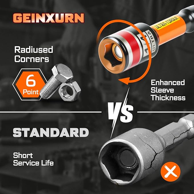 Impact Nut Driver Set, 20 Pieces 2.56?쒵ong 1/4??Magnetic SAE Nut Setter Set 6 Point Alloy Steel Use 1/4 Hex Shank Impact Driver with Portable Storage Cases