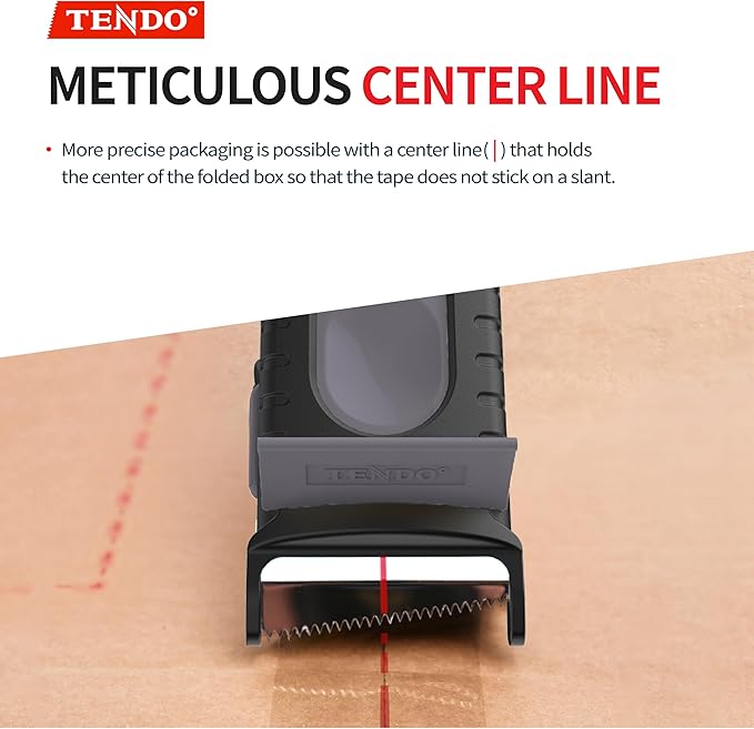 Heavy Duty Shipping Tape Dispenser: TENDO째 Premium Line ??Reusable, Replaceable, Eco-Friendly 2?쇺?Master Piece Dispenser for Pros with Patented 10째 Sloped Chromium Blades - P-2200 (4th Gen.)_Gray