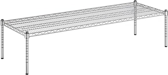 21" x 60" x 14" Chrome Wire Storage Shelf, Dunnage Rack, Commercial 1 Tier Small Shelf
