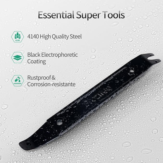 4140 Steel Durable Pay Bar,Multi-Function Trim Removal Tool for Compact Panel,Auto Trim Interior,Sheet Metal,Fasteners,Also for Bumper Retainer Clips-1PCS Black