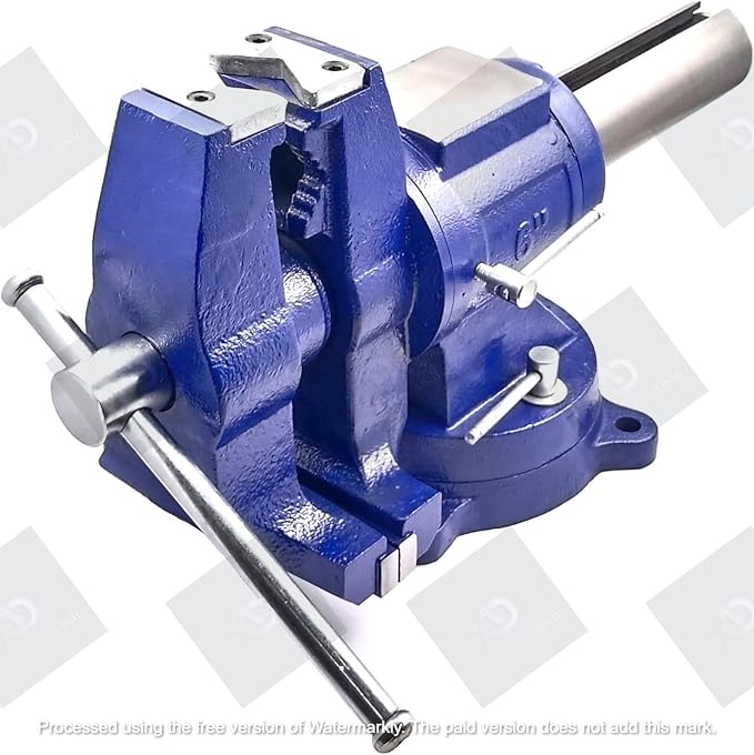 A.D. International 6" Heavy Duty Bench Vise, Double Swivel Rotating Vise Head/Body Rotates 360째,Pipe Vise Bench Vices 30Kn Clamping Force,for Clamping Fixing Equipment Home or Industrial Use