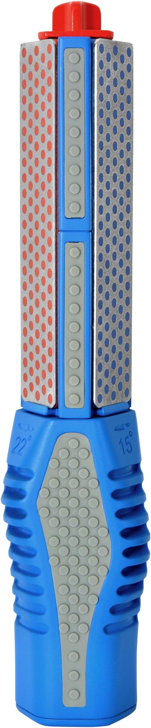 DMT Tristone Rotator Kitchen Knife Sharpener, Fine/Coarse/Extra-Fine Diamond Sharpening Stones, 15, 20 & 22째 Angle Guides, Hunting Knife Sharpener with Non-Slip Handle, 8.75" L x 1.75" W x 1.5" H