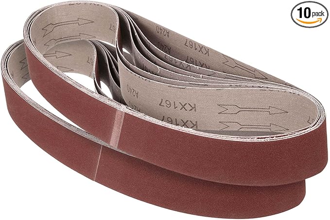 2 x 27 Inch Sanding Belt, 10 Pcs 60/80/120/240/320 Grits Aluminum Oxide Knife Sharpener Belts Work Sharpening for Belt Sander Knife Carving Tool Metal Working