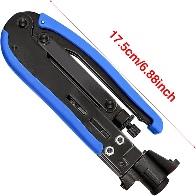 Taiss Coaxial Compression Tool Coax Cable Crimper Kit with 20 PCS F Style RG6 connectors,Adjustable RG6 RG59 RG11 75-5 75-7 Coaxial Cable Stripper,coaxial cable crimper Tool Kit