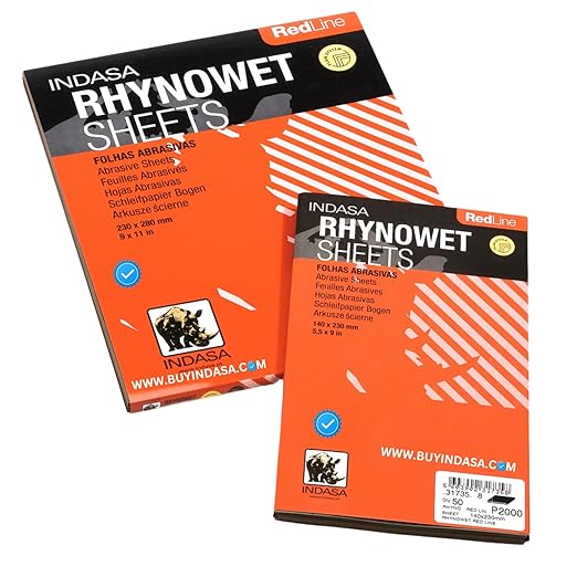 INDASA Redline XL RHYNOWET Sheets 9" X 11" 2000 GRIT 50/Box