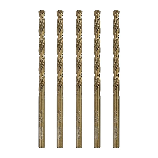 5/32 Inch Cobalt Drill Bit Set - 5pcs M35 Metal Bits With Split Point Tip for Steel, Hard Metal, Cast Iron (5/32" x 3")