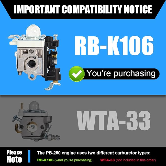 Podoy PB250 Carburetor Compatible with Echo PB-250 PB-250LN ES-250 RB-K106 Leaf Blower with Air Filter Tune Up Kit