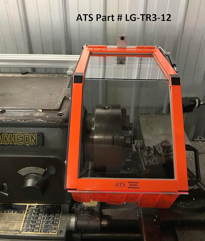 Lathe Safety Guard. 12" Wide Hinged. Fits machines with up to 12" Chuck Diameters. Standard Model, NO Interlock. Part # LG-TR3-12 by ATS MACHINE SAFETY SOLUTIONS