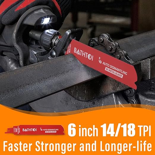 25 Pack 6 Inch 14/18 Tpi Reciprocating Saw Blades for Metal Cutting, Carbide Alloy Steel Sawzall Blades for Automobile Dismantling with 8% Cobalt for Longer Life and Faster Cutting Speed