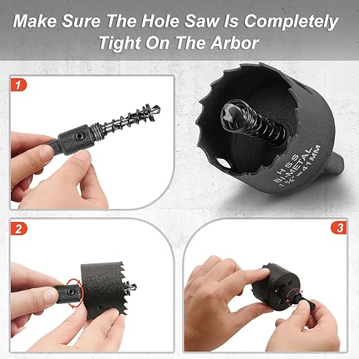 1-5/8 Inch Hole Saw with 9.1mm Triangle Shank Arbor, JTemgle Bi-Metal Hole Saw Heavy Duty Hole Cutting Tool for Cornhole Boards, Recessed Lights, Wood, Plastic, Drywall & Soft Metal