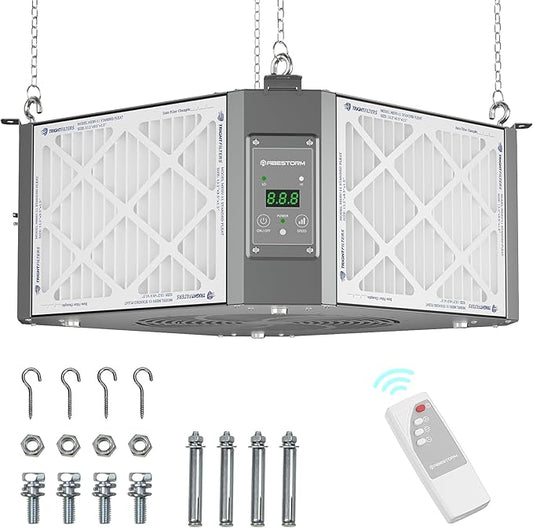 ABESTORM 360 Degree Intake Air Filtration System for Woodworking, 1350 CFM Hanging Dust Collector, Air Filter for Shop Garage WorkShop, DecDust 1350
