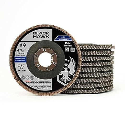 BHA Grinding and Sanding Flap Discs T27, 4-1/2" x 7/8", 80 Grit - 10 Pack