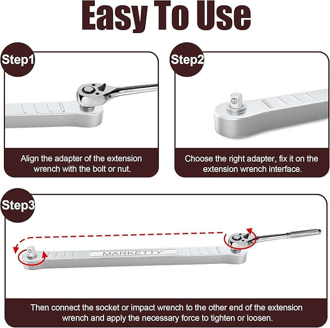 Offset Extension Wrench Impact Ready 3/8" for Tight Spaces, Wrench Extender Tool with 3/8", 1/4", 1/2" Square Drive Adapters and 1/4" Socket,Easy to Use,Speed Professional Offset Extension Wrench