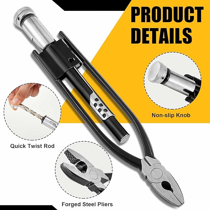 9 Inch Reversible Safety Wire Twister Pliers Left and Right Twists Aircraft Wire Twisting Tool Automatic Metal Lock Twister for Aircraft Auto Industry