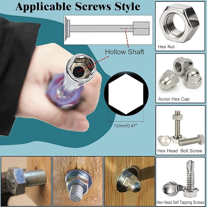Utoolmart Hexagon Nut Nonslip Handle Hex Socket Wrench Screwdriver Hex Nut Driver (12mm)