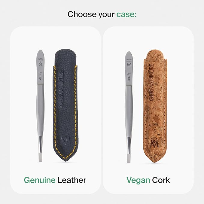 GERMANIKURE Straight Tweezers in Cork Case - Made in Solingen Germany