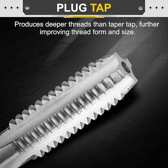uxcell Hand Plug Tap M11 x 2 H2 Metric Thread Plug Style Taps Straight Flute Screw Tapping Threading Tool High Speed Steel HSS6542