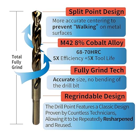 STROTON Metric M42 8% Cobalt Drill Bits Set for Stainless Steel and Hardened Steel (10-13mm (7PCS) M42)