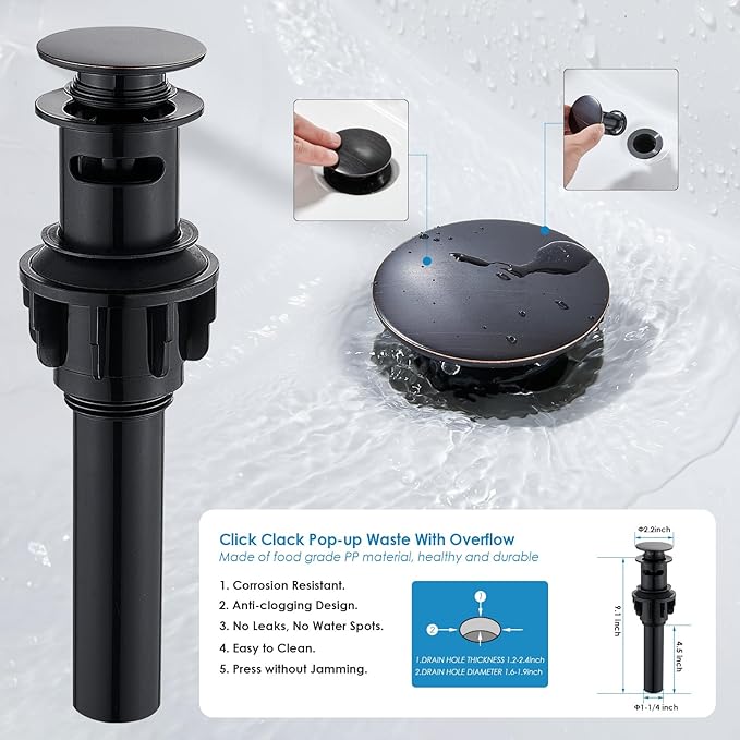 Oil Rubbed Bronze Waterfall Bathroom Faucet, Sanliv 3-Piece Widespread Bathroom Sink Faucets, 2-Handle Bronze Vanity Faucet for 3-Hole Sinks 4-8 Inch with Pop-Up Drain (ORB)
