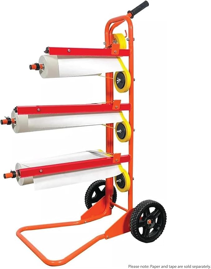 LAUCO Portable Slimline Mobile Masking Paper Machine Dispenser, Masking Machine Mobile Tree Style Mobile Masking Paper Station & Tape Dispenser Station, Stand Holds Multiple Rolls- (1680)