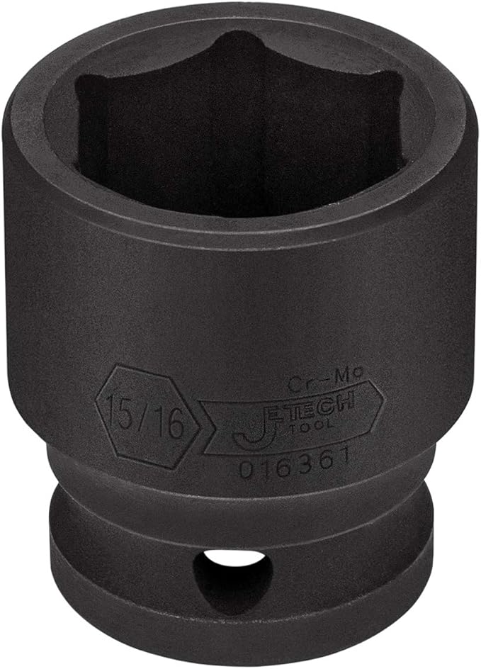 Jetech 1/2 Inch Drive 15/16 Inch Standard Impact Socket, Made with Chrome Molybdenum Alloy Steel, Heat Treated, 6-Point Design, SAE