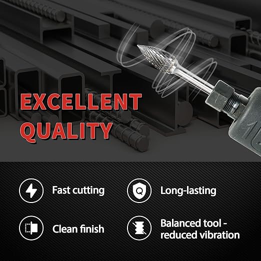 S&F STEAD & FAST Carbide Burr with 1/4??Shank 1/2??Cutter Dia 1??Length, Professional Grade Tungsten File, Die Grinder Bit for Metals, Rotary File Tree Pointed Shape, Grinding Burr bit