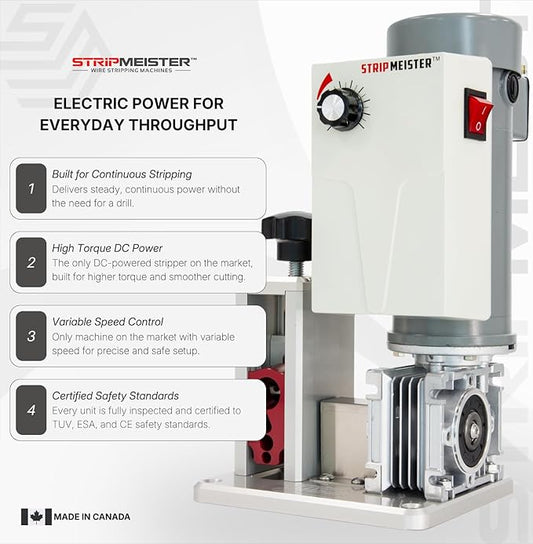 StripMeister E250 Pro Electric Automatic Wire Stripping Machine ??Wire Size Up To 횠3/4", Jam-Free, Motorized Wire Stripper with Variable Speed Control for Copper Wires