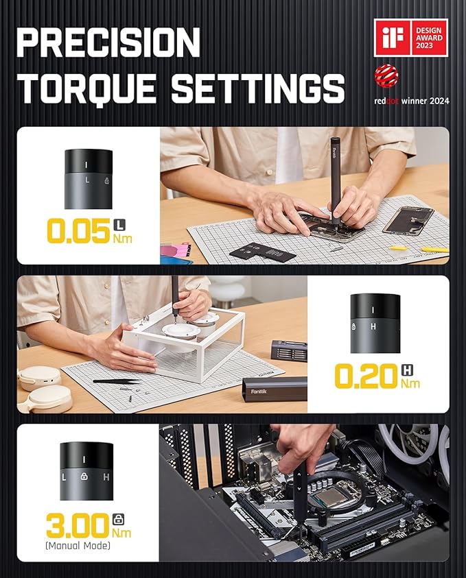 Fanttik E1 Max Electric Screwdriver, Mini Precision Screwdriver Set, 50 Magnetic Bits, Magnetic Storage, 5/32?섃섽ex, Repair Tool Kit for Electronics Phone Camera Laptop Watch (Grey)