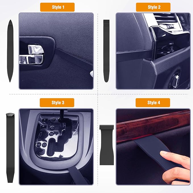 GOOACC 9PCS Auto Trim Removal Tool Kit No-Scratch Tool Kit for Car Audio Dash Window Molding Fastener Remover Tool Kit-Black