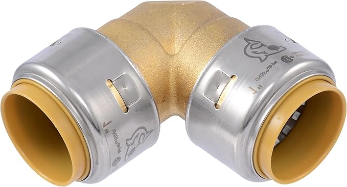 SharkBite Max 1 x 1 in PTC 90 Degree Elbow, Push-to-Connect Brass Plumbing Fitting, UR260A