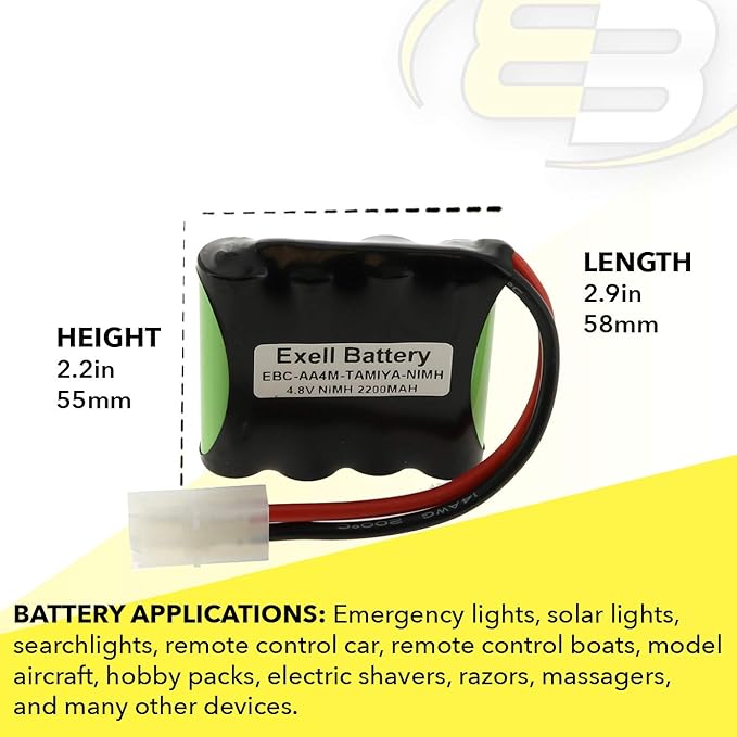 4.8V 2200mAh Custom NiMH Battery Pack w/Tamiya Connector for Power Tools, Lights