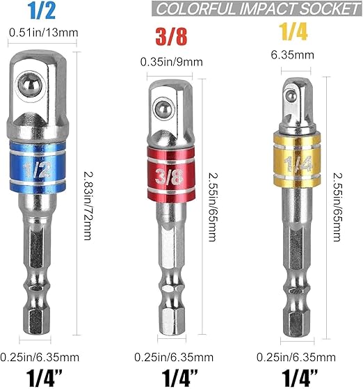 18pcs Flexible Drill Bit Extension Set, Hex Shank 105째 Right Angle Drill Attachment, Bendable, 1/4 3/8 1/2" Universal Socket Adapter Set, 3pcs Drill Bit Holder Extension, Screwdriver Bit Kit