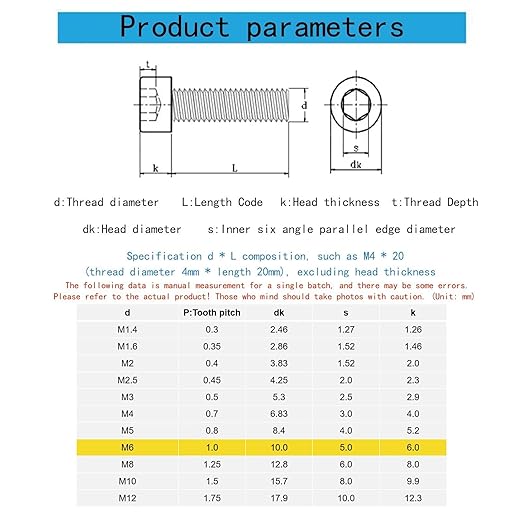 M6-1 x 55mm Socket Head Cap Screws Metric, Hex Socket Screw, Allen Socket Drive, 304 Stainless Steel (A2-70), Full Thread, Bright Finish, Machine Thread, DIN912,10 Pcs