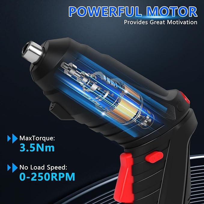 28 in 1 Electric Screwdriver Cordless Rechargeable Small Power Drill Set 3.5Nm Max Torque Electric Rotatable with LED Light Screwdriver for Home Office DIY Tools (Black)