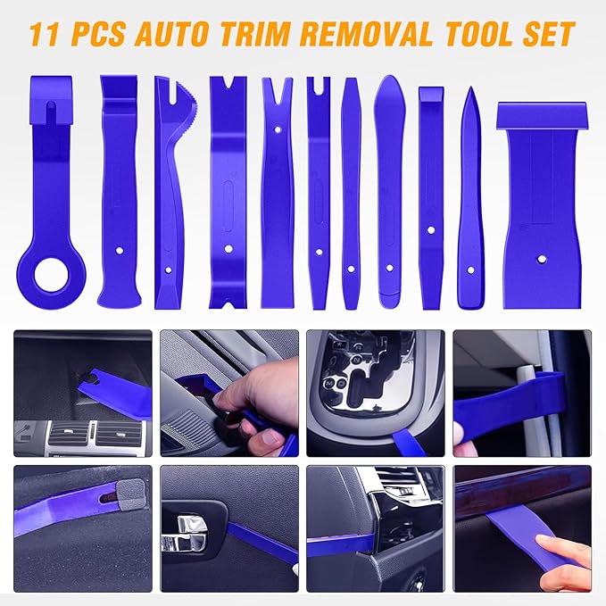 GOOACC 11PCS Auto Trim Removal Tool Kit No-Scratch Tool Kit for Car Audio Dash Window Molding Fastener Remover Tool Kit-Blue