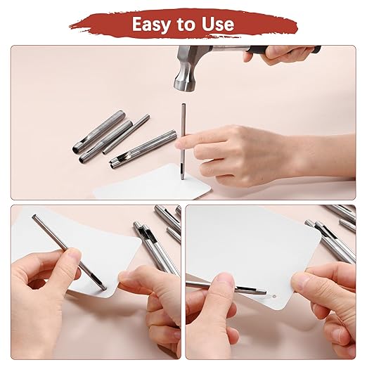 1.8MM Leather Hole Punch Tool [4PCS] - Metal Round Belt Hole Puncher Use for Leather Working & Belts & Watch Band & Paper & Plastic - [Silver Tone] Round Hollow Tools