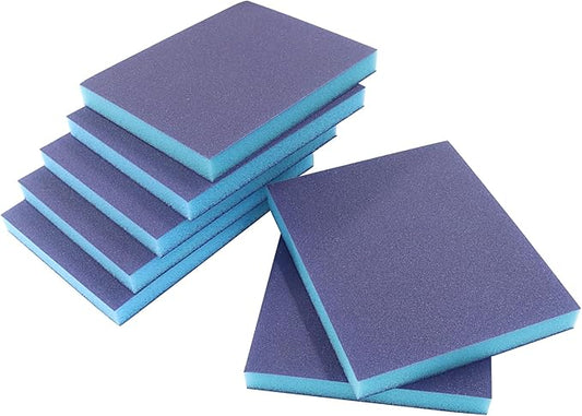 8 Pack Sanding Sponge, 220 Grit Washable and Reusable Sanding Blocks for Wood, Metal, Drywall, and More, Ideal for Flat and Irregular Surfaces, Robust and Versatile for Wet or Dry Use