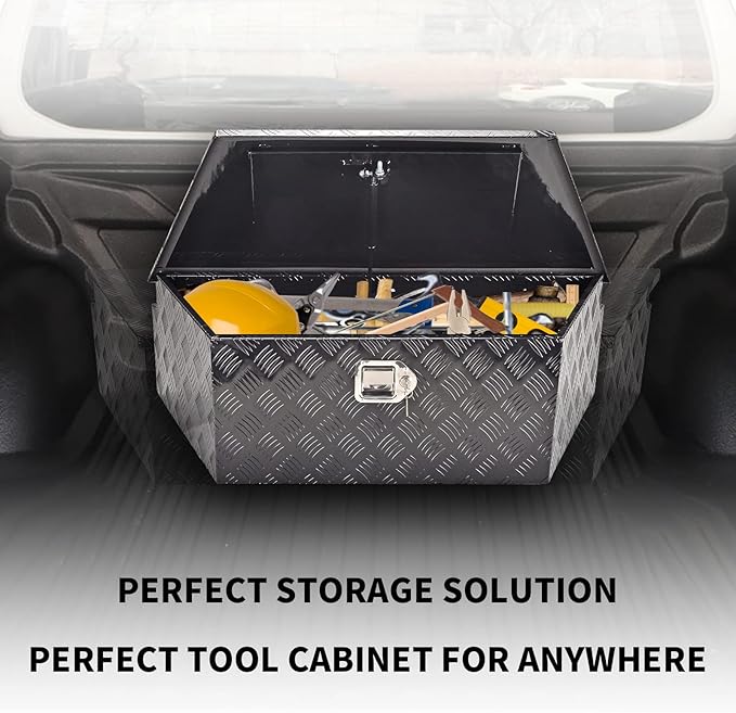 39'' Aluminum Trailer Tongue Toolbox,Waterproof utility trailer tool box竊똓V Trailer, ATV with Lock & Keys, Black(39"x16.5"x12")