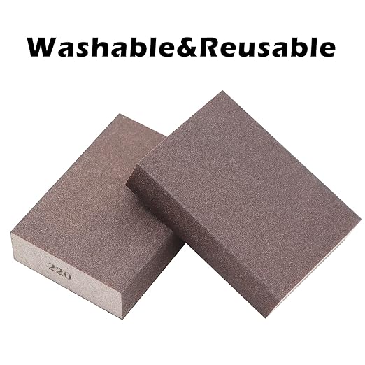 6 Pack Sanding Sponge,220 Grit Drywall Sanding Blocks,Washable and Reusable Sandpaper Block for Wood Furniture,Wall,Pot,Sheetrock,Metal and Brush Sanding