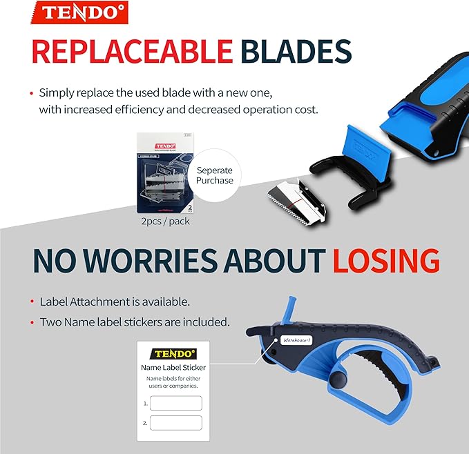 Heavy Duty Shipping Tape Dispenser: TENDO째 Premium Line ??Reusable, Replaceable, Eco-Friendly 2?쇺?Master Piece Dispenser for Pros with Patented 10째 Sloped Chromium Blades - P-2200 (4th Gen.)_SkyBlue