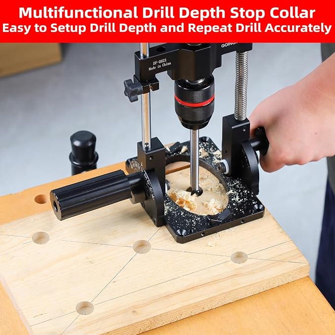 Portable Drill Guide for Straight Holes, Adjustable Portable Drill Press with 1/2" Chuck and Accurate Angle Stops, Precision Drilling Jig Attachment for 0 to 60° Angle for Hand Drill
