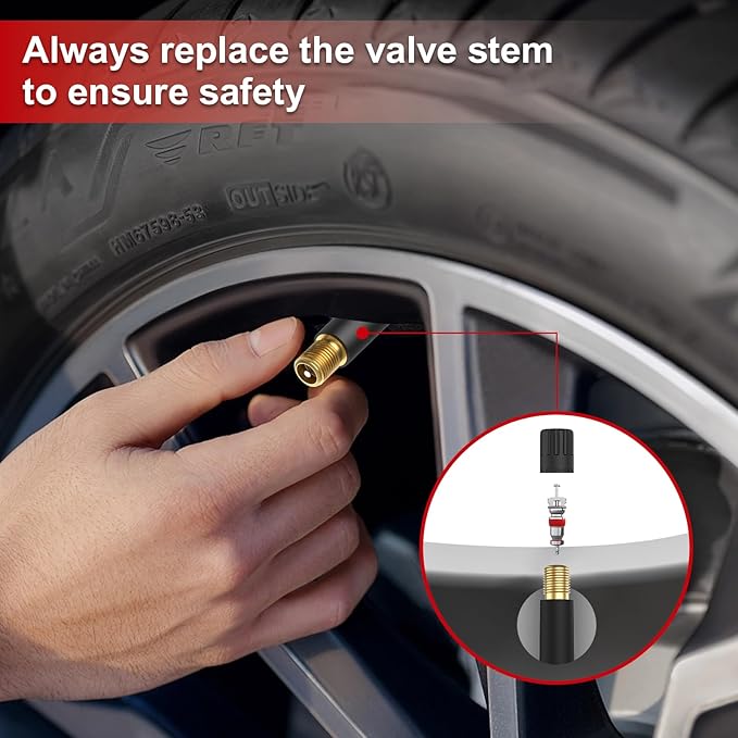 SUNSOUL TR414 Brass Stem EPDM Rubber Snap-in Tire Valve Stems for 0.453 Inch 11.5mm Rim Holes, Pack of 100pcs Valves