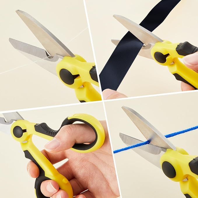 Honoson 2 Pcs 5.7" Fishing Scissors Braided Line Cutters Fishing Heavy Duty 3cr13 Non Slip Serrated Edge Scissors Saltwater Freshwater Braid Multi Function Cutter for Trimming (Yellow Black)