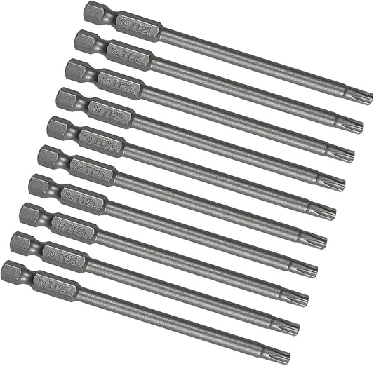 XMHF 10Pcs 75mm/3inch Long 1/4 Inch Hex Shank T25 Torx Head Magnetic Screwdriver Bits Security Tamper Proof Star 6 Point Screw Driver Set