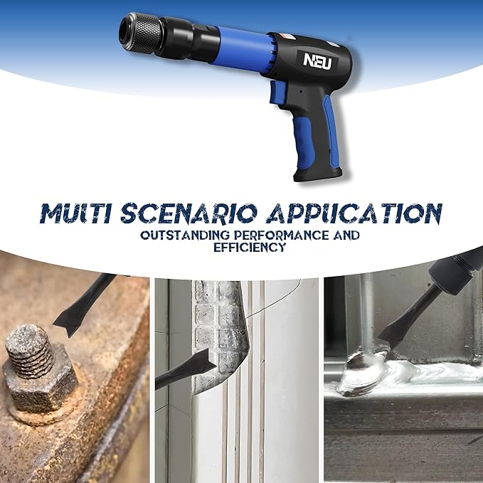 Air hammer, NEU PNEUPACTURE 250mm long barrel air chisel kit, with 4pcs chisels, with quick change retainer, 2200bpm, front exhuast, air chisel for shoveling and cutting